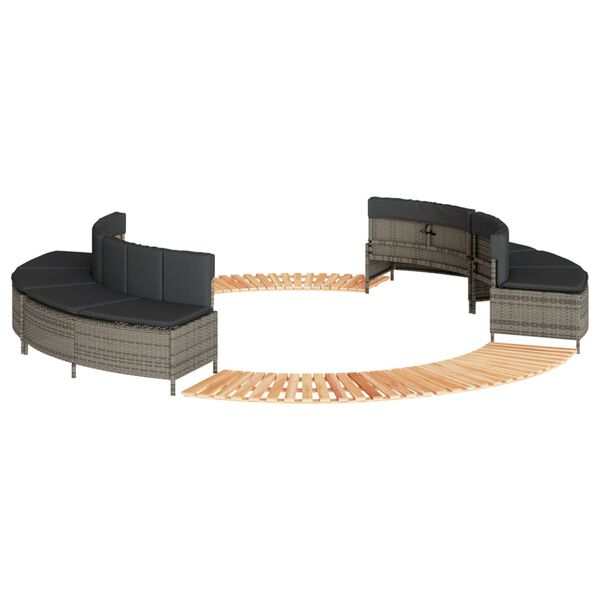 vidaXL Hottub-ombouw poly rattan massief acaciahout grijs