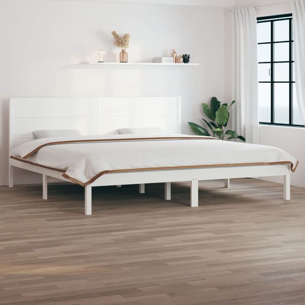 vidaXL Bedframe zonder matras massief grenenhout wit 200x200 cm