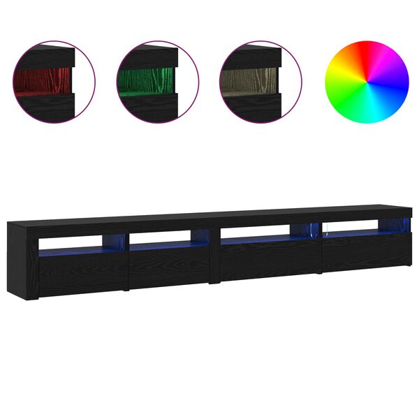 vidaXL Tv-meubelset 3 pcs Zwart Eiken 270 x 35 x 40 cm Bewerkt hout