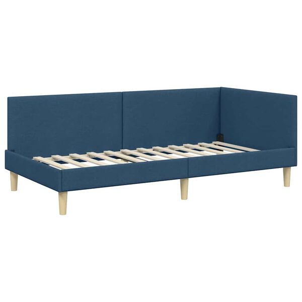 vidaXL Hoekbedframe met hoofdeinde Blauw 100 cm x 200 cm Fluweel