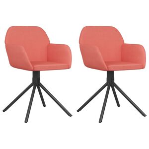 vidaXL Eetkamerstoelen draaibaar 2 st fluweel roze