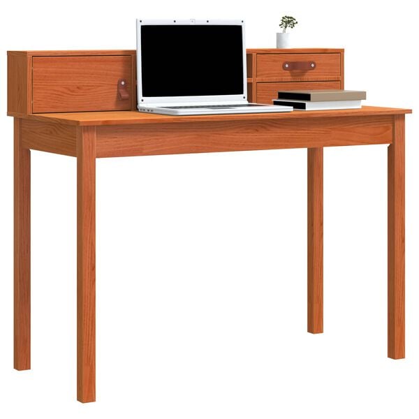 vidaXL Bureau met lade Wasbruin 110 x 50 x 93 cm Massief Grenen Hout