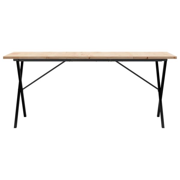 vidaXL Eettafel X-frame 180x90x75,5 cm massief grenenhout en staal