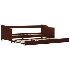 vidaXL Bedbank uittrekbaar grenenhout donkerbruin 90x200 cm