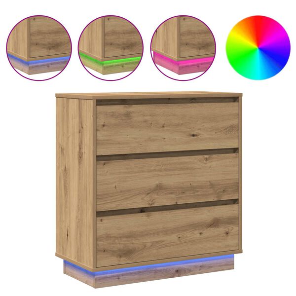 vidaXL Nachtkastje Artisan Eiken 71 x 34,5 x 75 cm Bewerkt hout