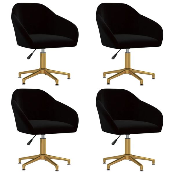 vidaXL Eetkamerstoelen draaibaar 4 st fluweel zwart