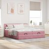 vidaXL Ottoman bed met matrassen en LED's 160x200cm fluweel roze