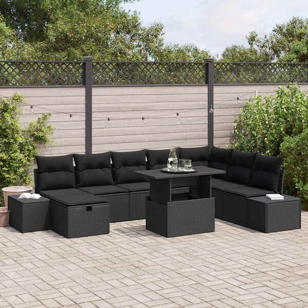 vidaXL Tuin Sofa Set 11 pcs Zwart Poly riet