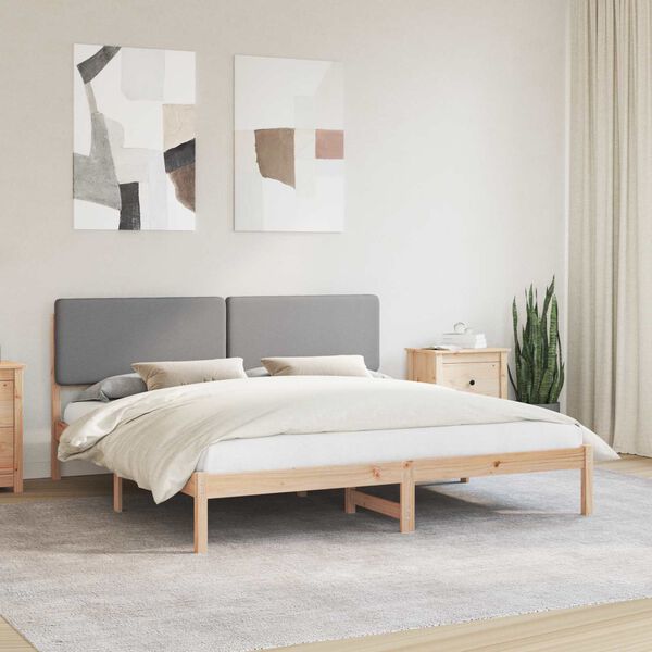 vidaXL Bedframe met Gevoerd Hoofdgedeelte Lichtgrijs 180 x 200 cm
