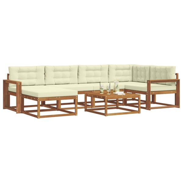 vidaXL Buiten bankenset met kussen 7 pcs Natuurlijk en Cr&egrave;me