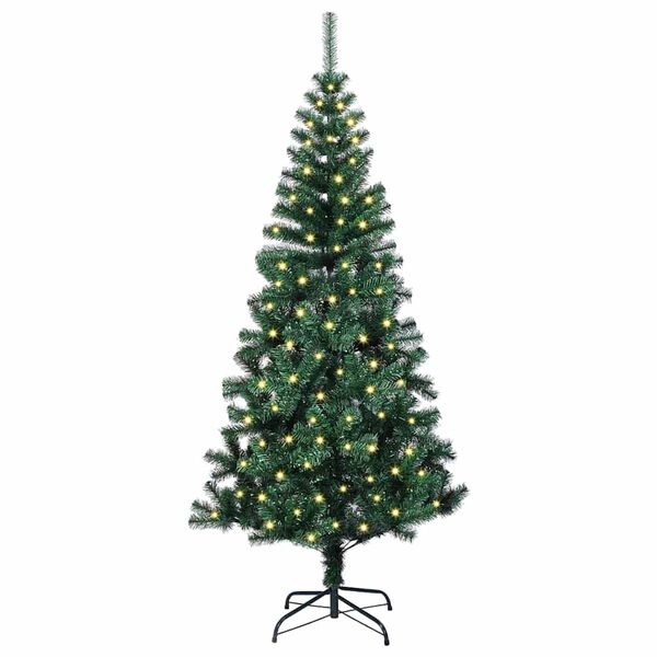 vidaXL Kunstmatig Voorverlicht Kerstboom Groen 120 cm PVC en Metaal