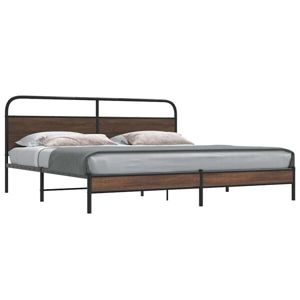 vidaXL Bedframe zonder matras metaal bruin eikenkleur 193x203 cm
