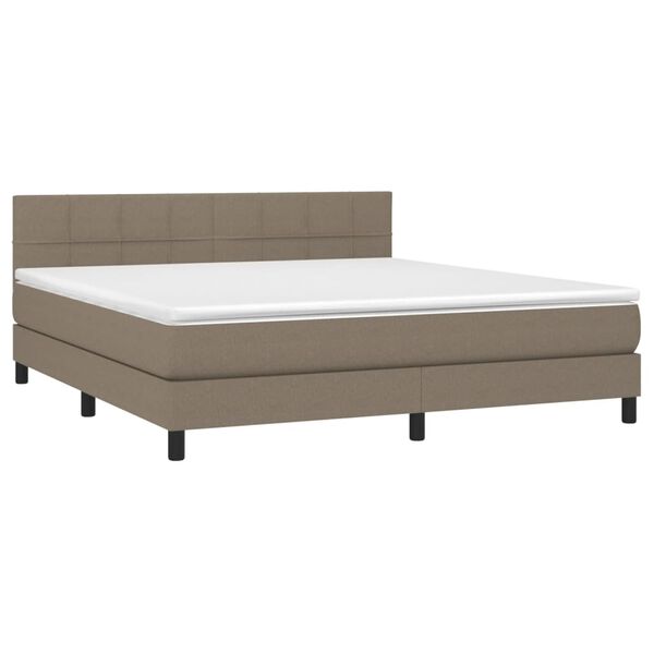 vidaXL Boxspring met matras stof taupe 180x200 cm