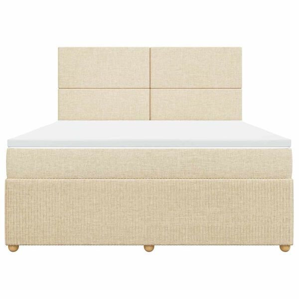 vidaXL Boxspring met matras stof cr&egrave;mekleurig 180x200 cm