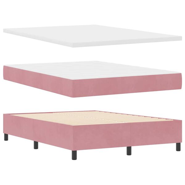 vidaXL Boxspringbed met matras Roze 140 x 190 cm Fluweel