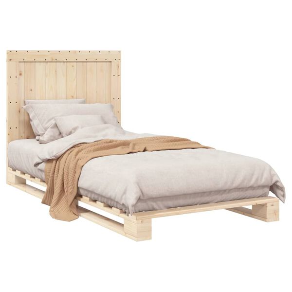 vidaXL Bedframe met hoofdbord massief grenenhout 100x200 cm
