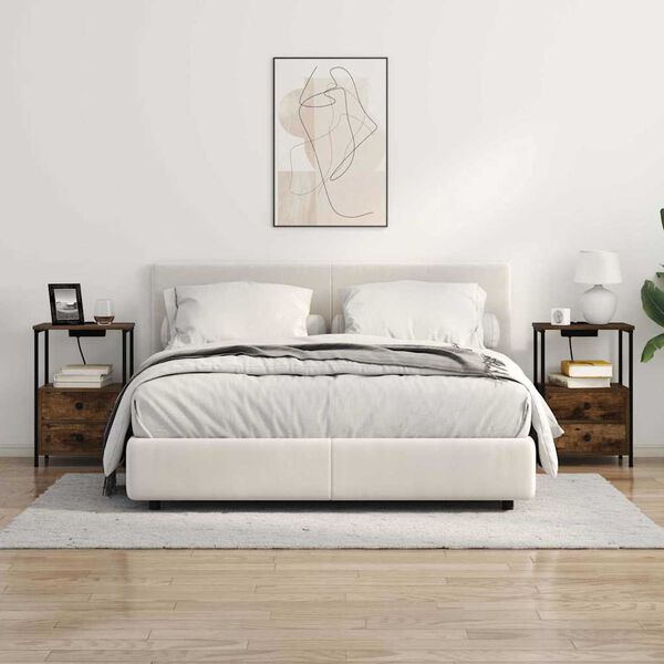 vidaXL Nachtkastje met lade Gerookt eiken 40 x 31 x 60 cm Bewerkt hout