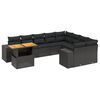 vidaXL 10-delige Loungeset met kussens poly rattan zwart