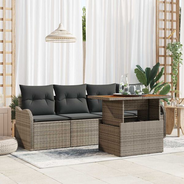 vidaXL Tuin Sofa Set met kussen 5 pcs Grijs