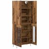 vidaXL Hoge kast 2 pcs Oudhout Ge&euml;ngineerd hout en glas
