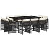 vidaXL 11-delige Tuinset met kussens poly rattan zwart