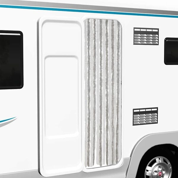 vidaXL Vliegengordijn 56x200 cm chenille lichtgrijs en wit