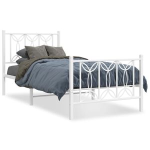 vidaXL Bedframe met hoofd- en voeteneinde metaal wit 90x200 cm