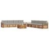 vidaXL Buiten bankenset met kussen 9 pcs Natuurlijk en Lichtgrijs