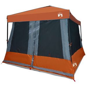 vidaXL Camping Tent Set met dak 2 pcs Grijs en Oranje Taffeta en Stof