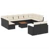 vidaXL 13-delige Loungeset met kussens poly rattan zwart