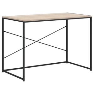 vidaXL Computerbureau 110x60x70 cm bewerkt hout zwart en eikenkleurig