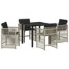 vidaXL Tuin eettafelset 5 st Lichtgrijs poly rattan