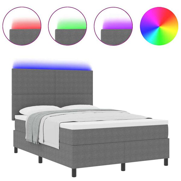 vidaXL Boxspring bed Lichtgrijs en wit. 193 x 144 x 128 cm