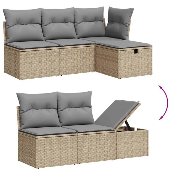 vidaXL 7-delige Loungeset met kussens poly rattan beige