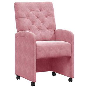 vidaXL Eetkamerstoelen met Wieltjes 2 st Fluweel Roze 58 x 67 x 97 cm