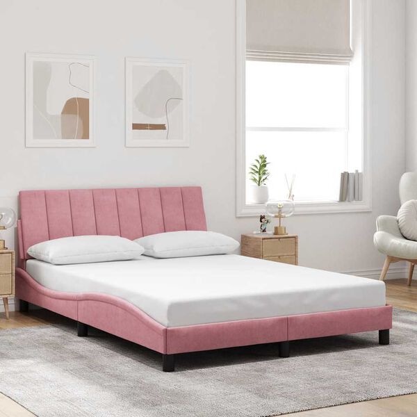 vidaXL Bedframe zonder matras "Hanko" fluweel roze 140x200 cm