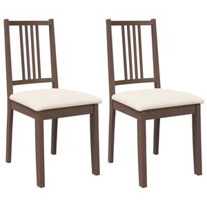 vidaXL Eetkamerstoelen met kussens 2 st massief hout rubber bruin