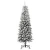 vidaXL Kunstkerstboom met sneeuw smal 150 cm PVC en PE