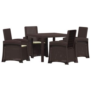 vidaXL Tuin eettafelset 5 st Bruin en cr&egrave;mekleurig PP