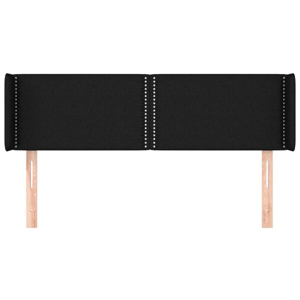 vidaXL Hoofdbord met randen 147x16x78/88 cm stof zwart