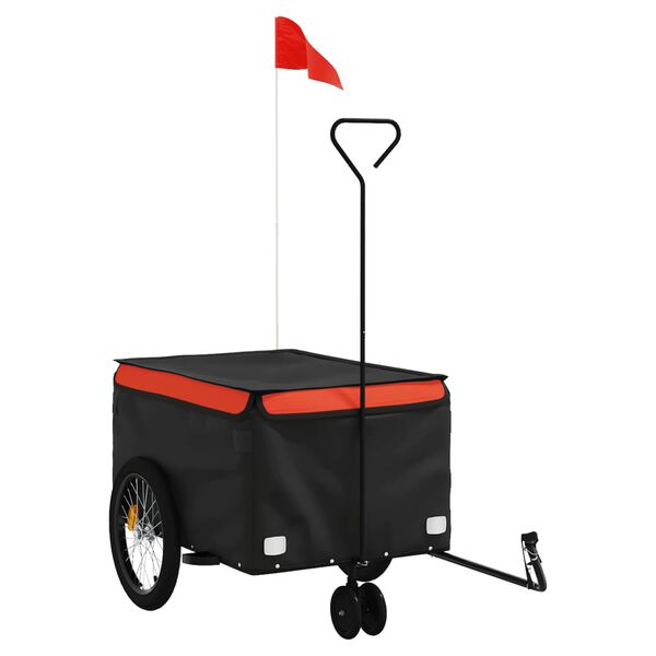 vidaXL Fietstrailer 30 kg ijzer zwart en oranje