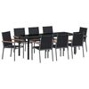 vidaXL Tuin eettafelset 9 pcs Zwart Poedercoating staal