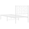vidaXL Bedframe met hoofdbord zonder matras metaal wit 75x190 cm