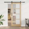 vidaXL Schuifdeur Naturel 86 x 211 cm Massief grenenhout en glas