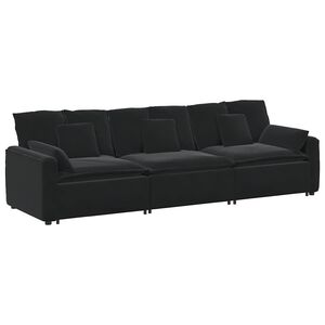 vidaXL Modulaire bank met kussens zwart