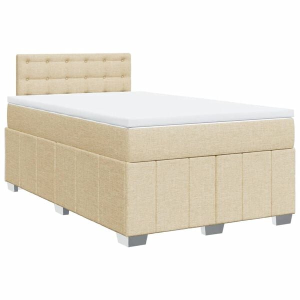 vidaXL Boxspring met matras stof cr&egrave;mekleurig 120x200 cm