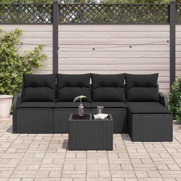 vidaXL Tuin Sofa Set 6 pcs Zwart poly rattan