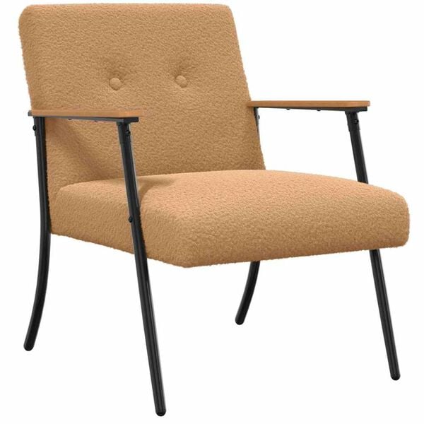 vidaXL Fauteuil Beige 59 x 75 x 78 cm Krullend Wol-achtig Stof