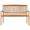 vidaXL Tuinbank stapelbaar met kussen 128,5 cm massief teakhout