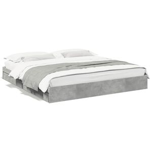 vidaXL Bedframe met lades bewerkt hout betongrijs 200x200 cm